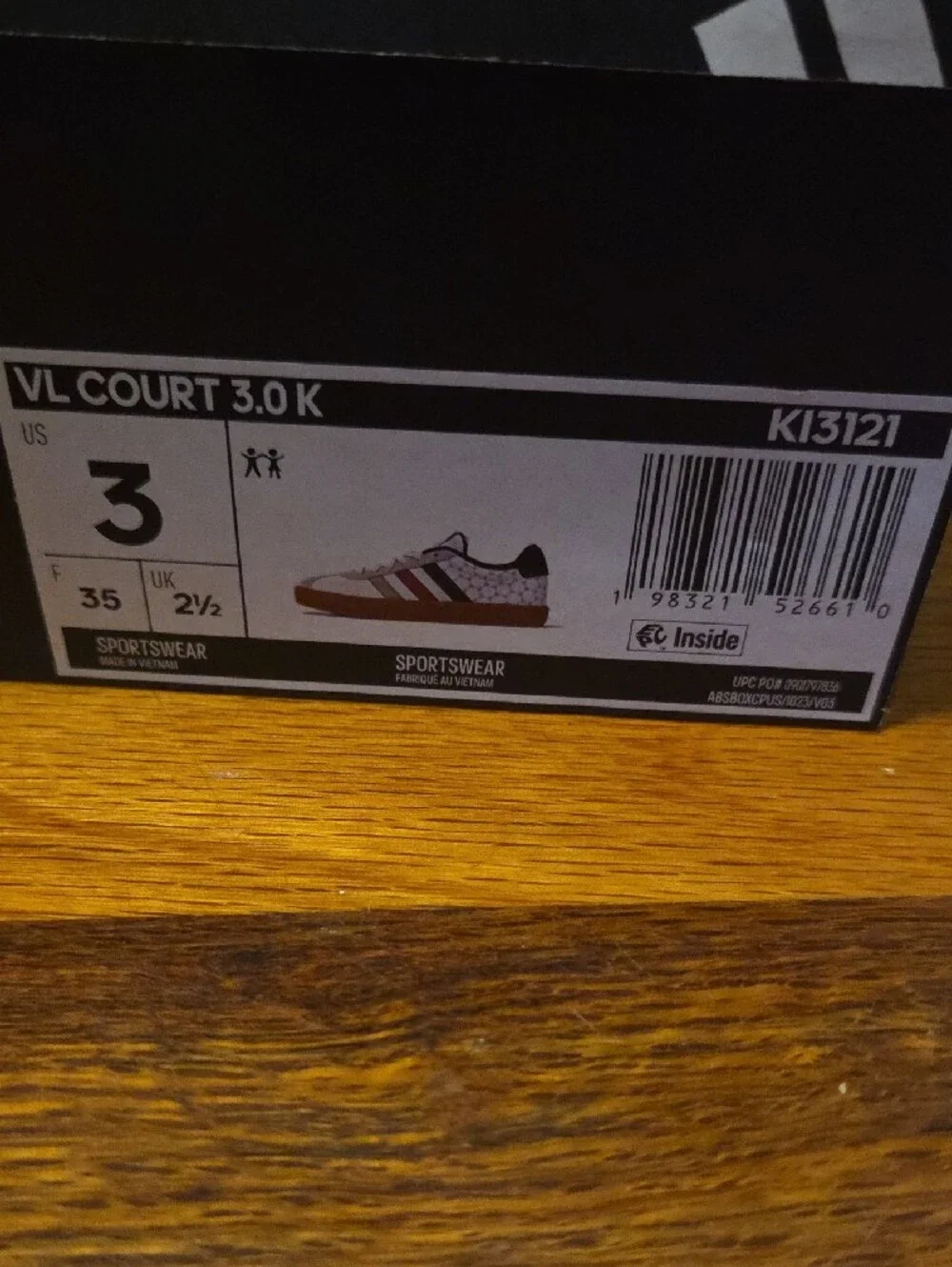 adidas VL Court 3.0 K Sneakers - White with Red & Black Accents